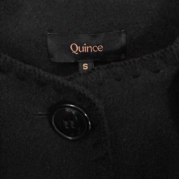 NEW Quince Double Faced Merino Wool Scarf Coat S Black - Picture 9 of 16